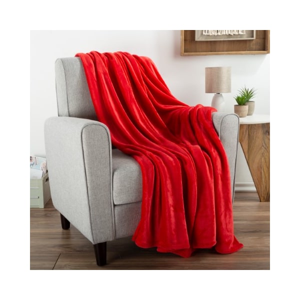 Hastings Home Flannel Fleece Oversized Throw Blanket, For Couch, Home Decor, Sofa and Chair, 60" x 70", Crimson Red 638947QCD - main
